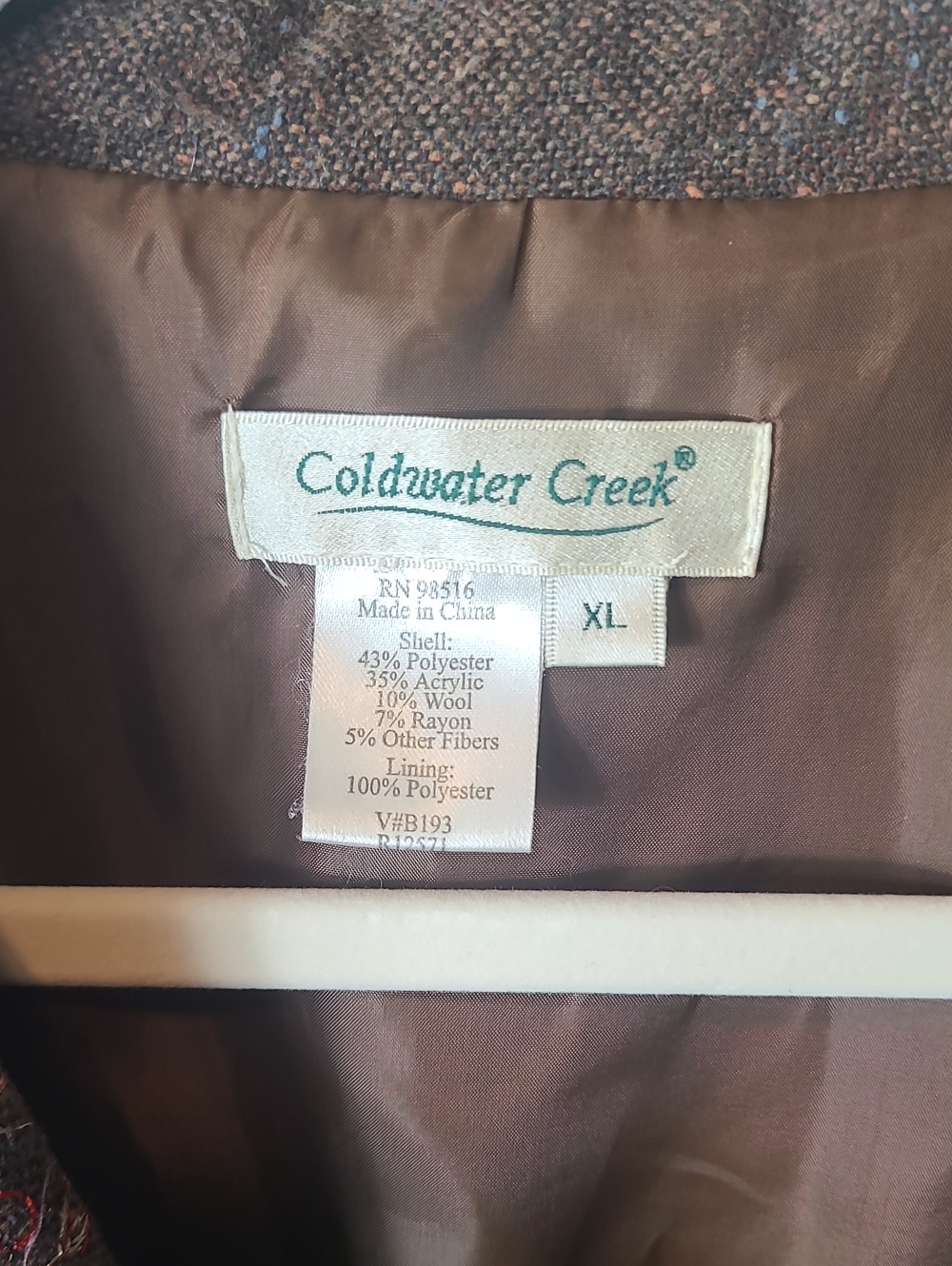 Vintage Women's Blazer Coldwater Creek Embroidered Brown Lined Size XL - Picture 2 of 3